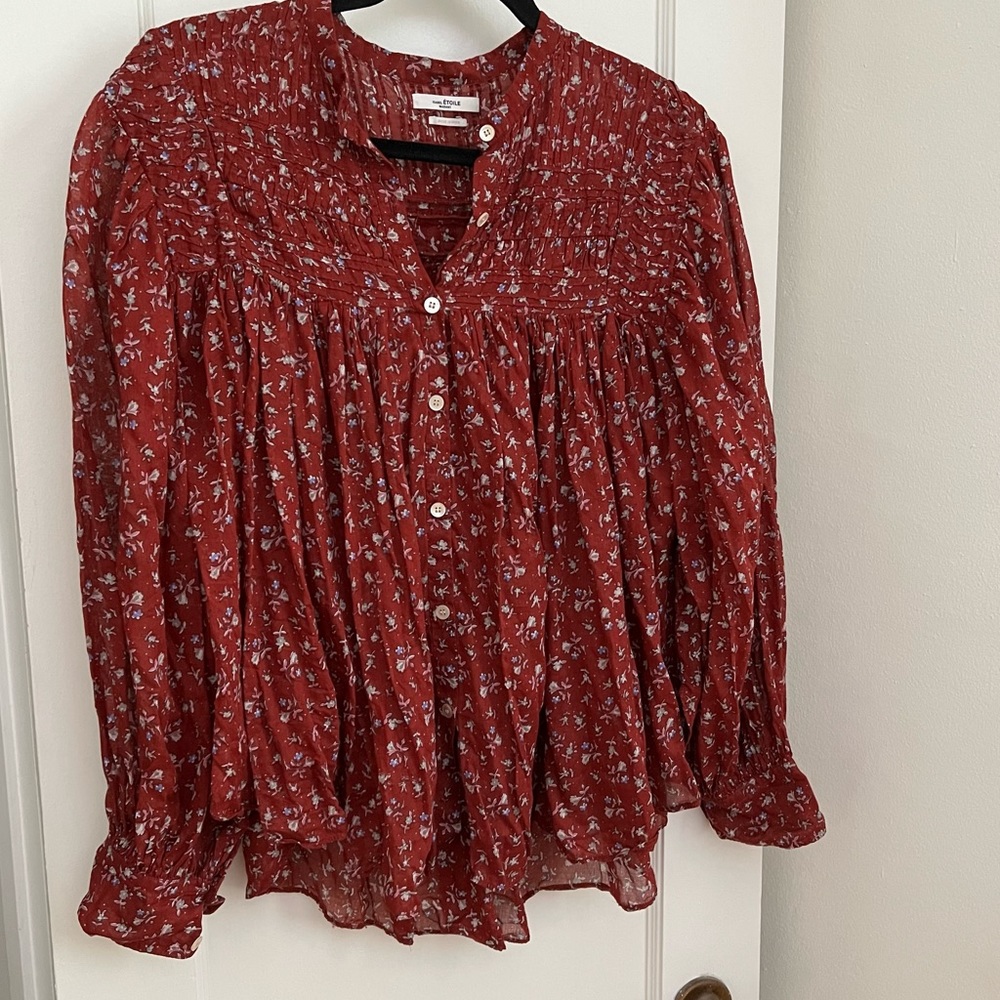 Isabel Marant Etoile Plalia Top, size 34FR/2 US, Red/Grenat